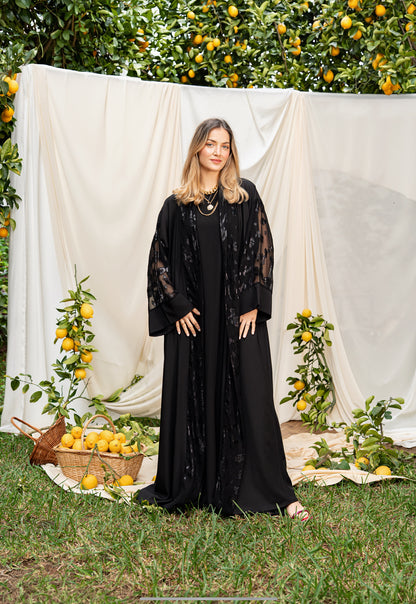 ABAYA NOIR MOUSSELINE NOIR