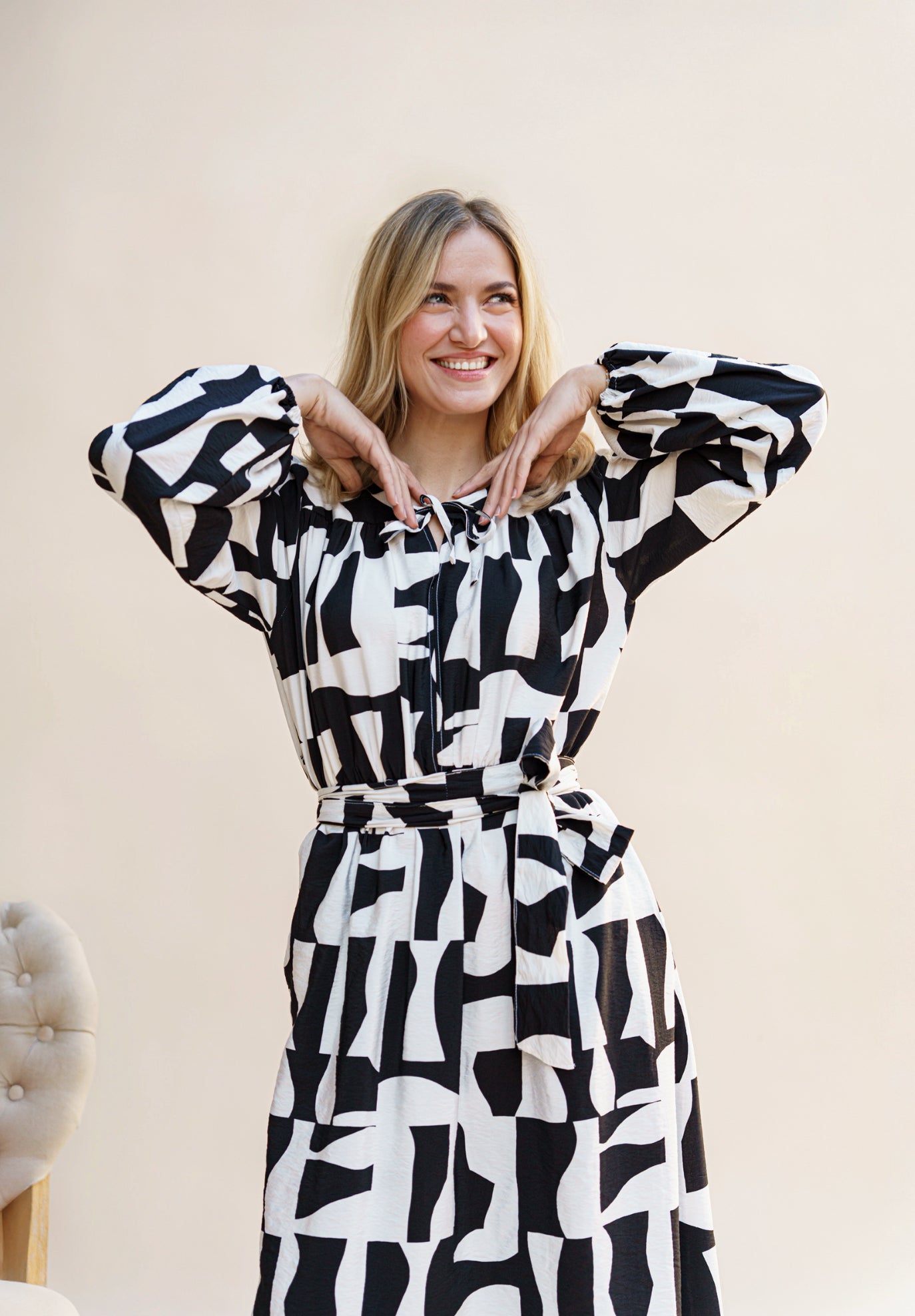 ROBE LONGUE EN JACQUARD NOIR