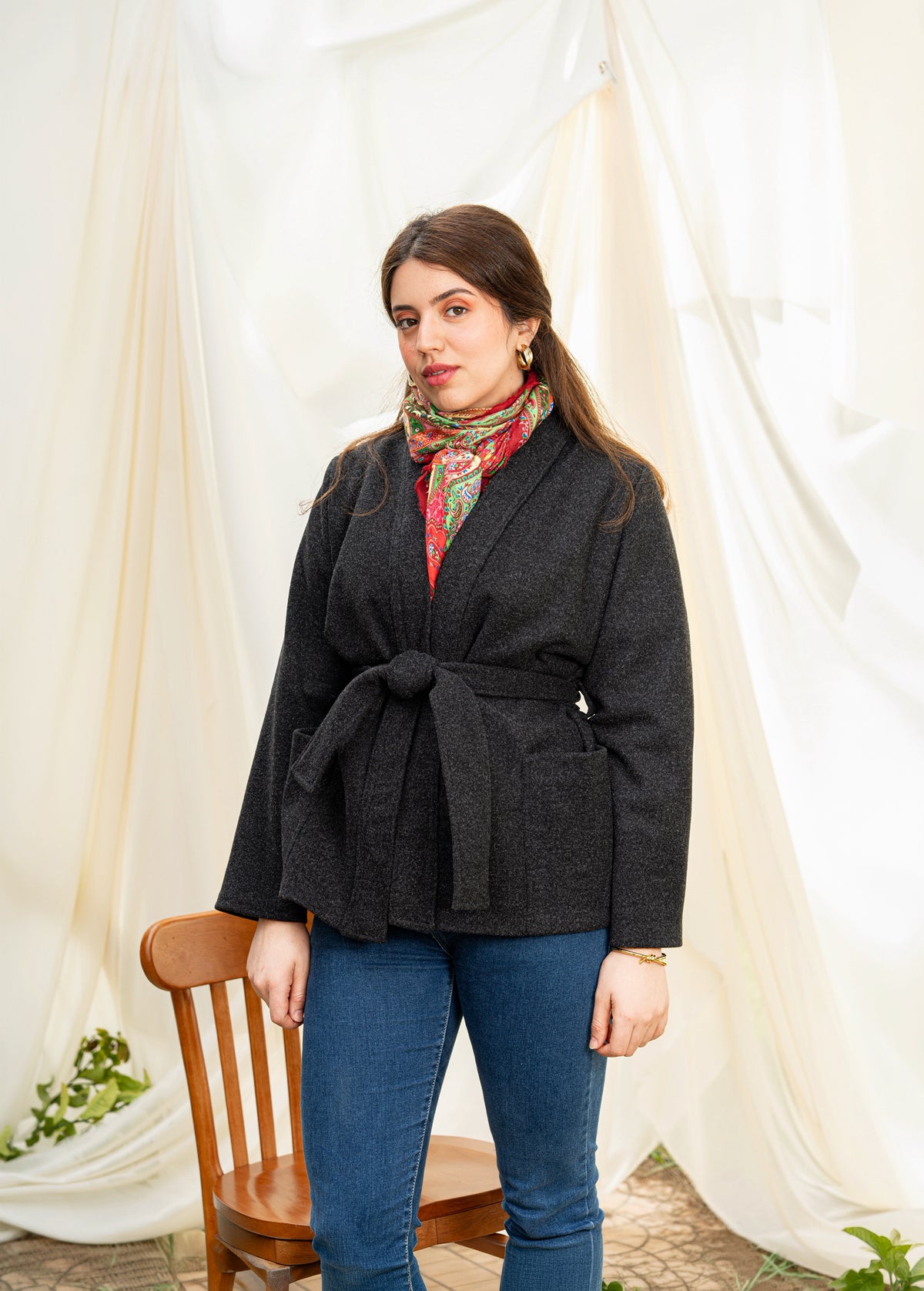 VESTE KIMONO EN CACHEMIRE NOIR