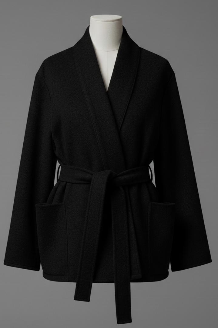 VESTE KIMONO EN CACHEMIRE NOIR