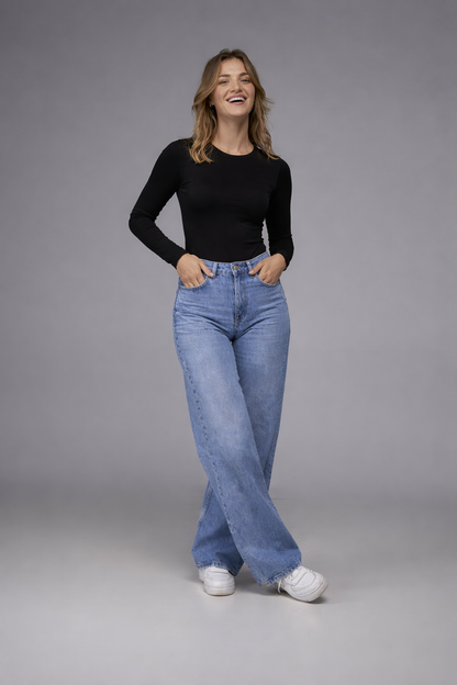 BODY NOIR MANCHES LONGUES