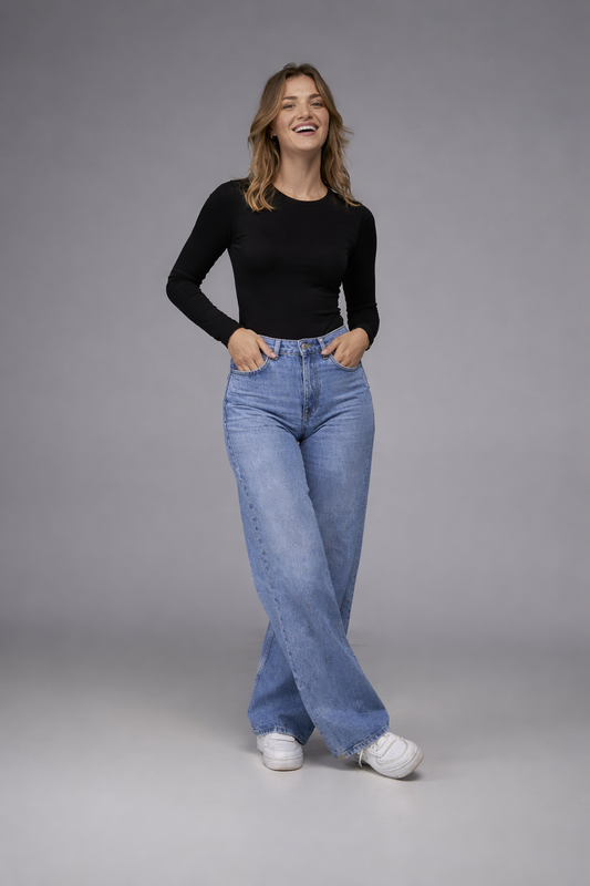 BODY NOIR MANCHES LONGUES