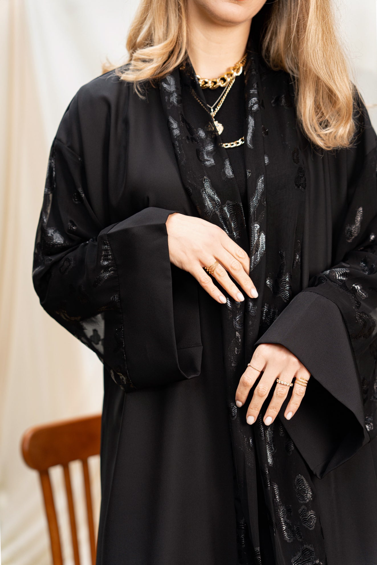 ABAYA NOIR MOUSSELINE NOIR