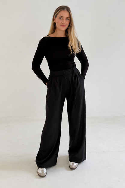 PANTALON A PLIS NOIR