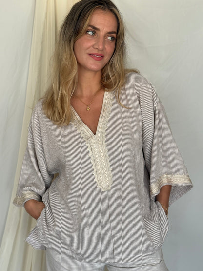 ENSEMBLE EN LIN A RAYURES