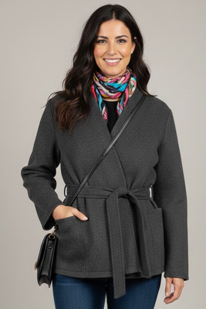 VESTE KIMONO EN CACHEMIRE GRIS