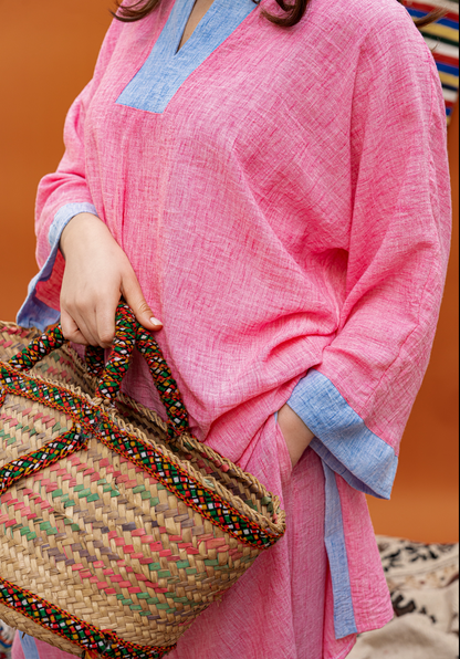 ENSEMBLE EN LIN ROSE