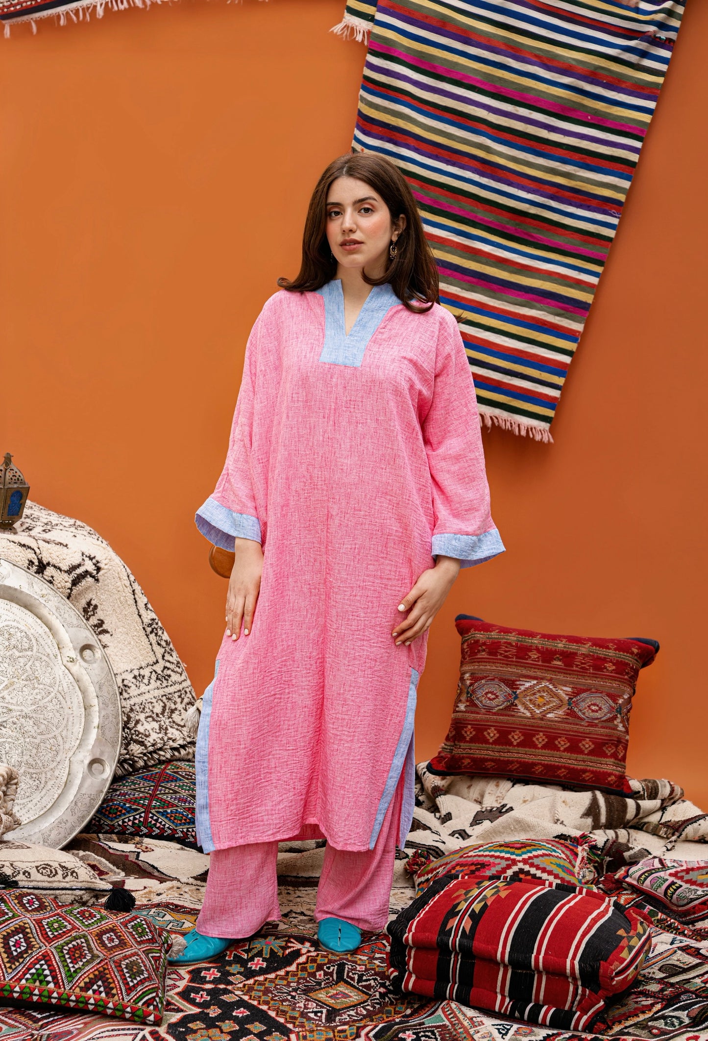 ENSEMBLE EN LIN ROSE