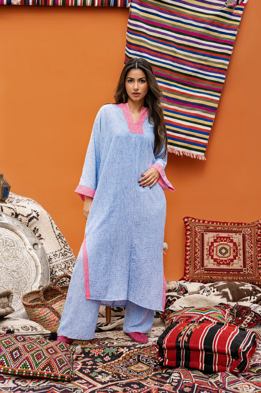 ENSEMBLE EN LIN BLEU