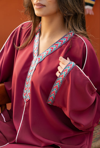 DJELLABA À POCHE ROSE GALON SILVER