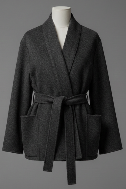 VESTE KIMONO EN CACHEMIRE GRIS