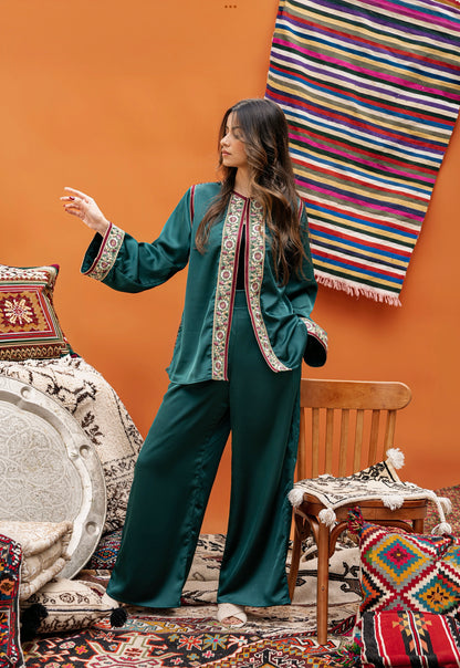 ENSEMBLE EN SATIN VERT