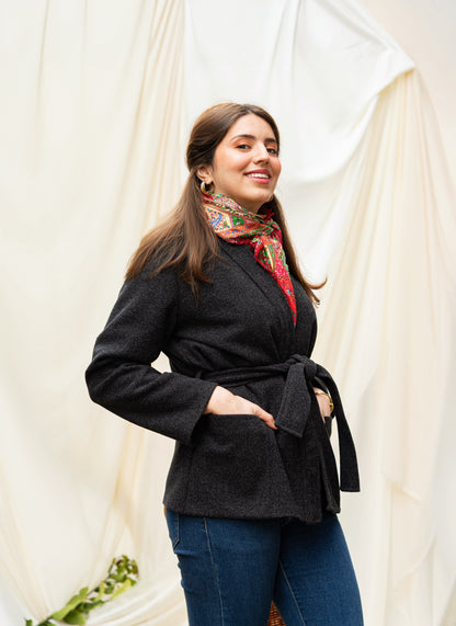 VESTE KIMONO EN CACHEMIRE NOIR