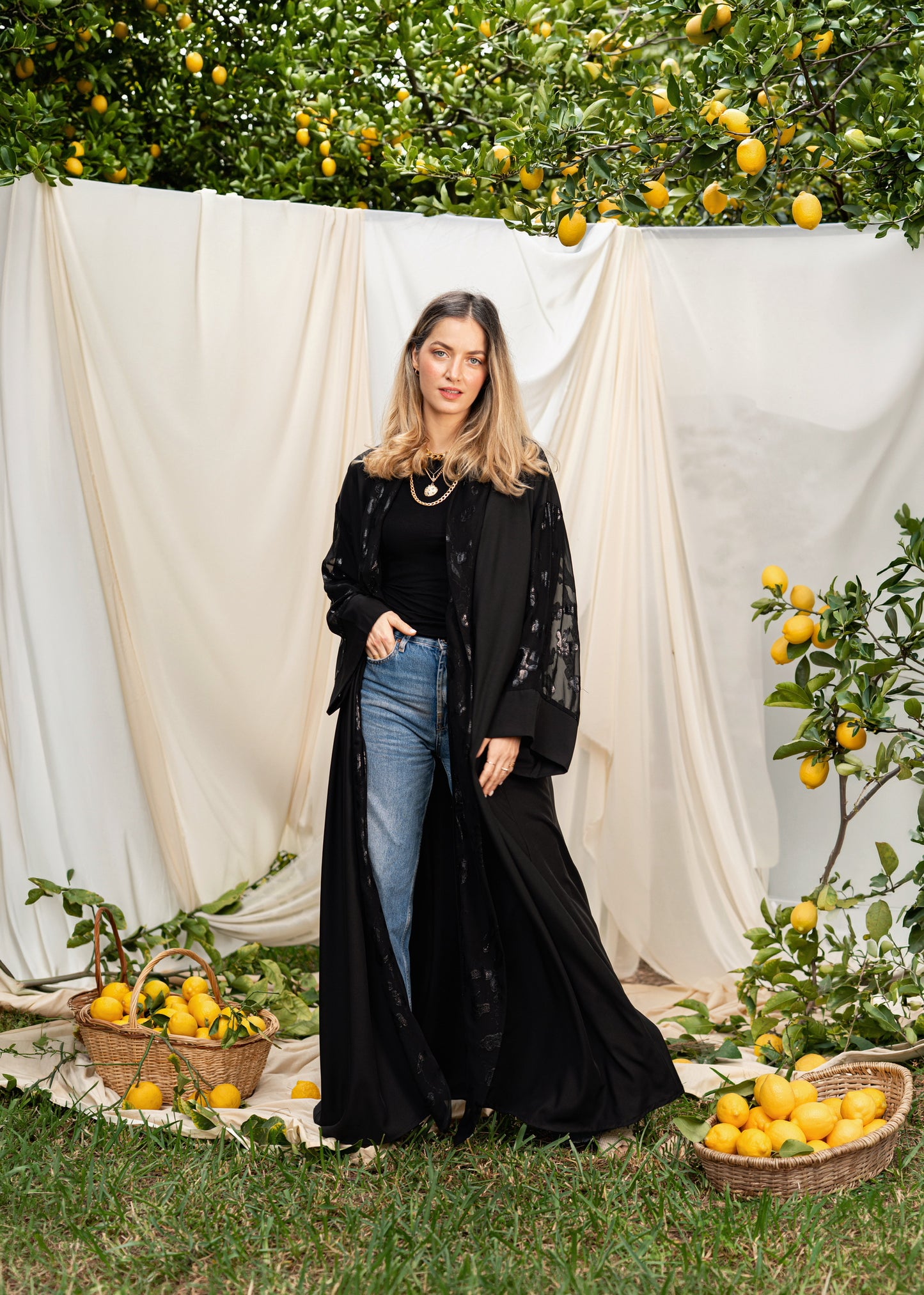 ABAYA NOIR MOUSSELINE NOIR