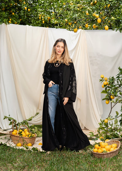 ABAYA NOIR MOUSSELINE NOIR