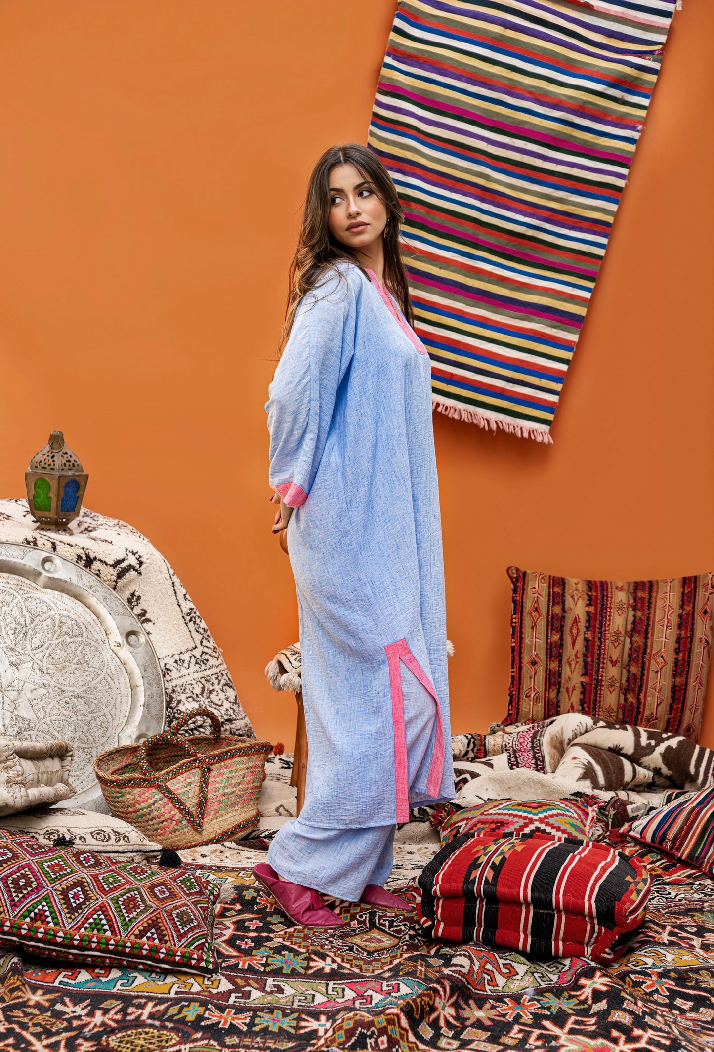 ENSEMBLE EN LIN BLEU