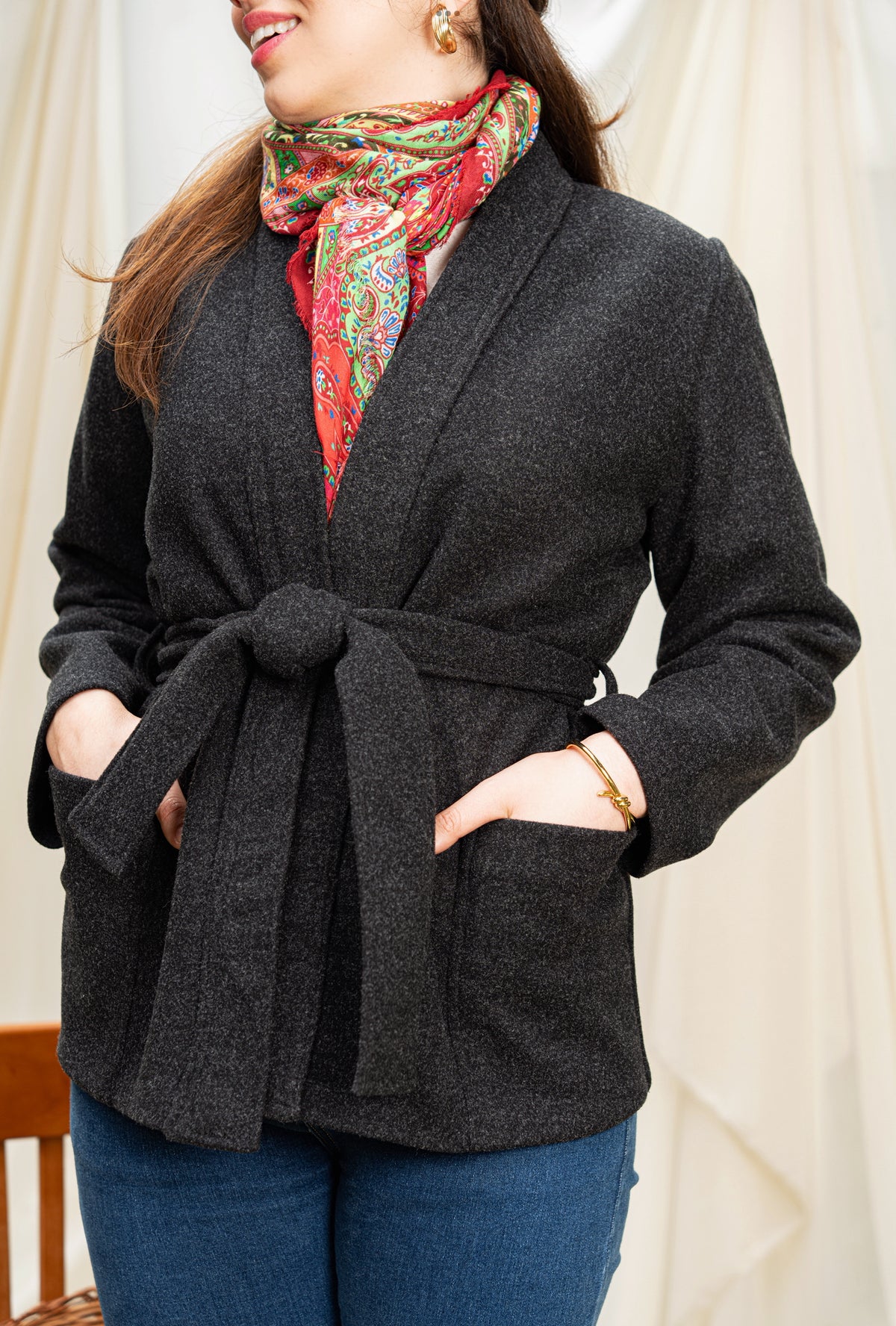VESTE KIMONO EN CACHEMIRE NOIR