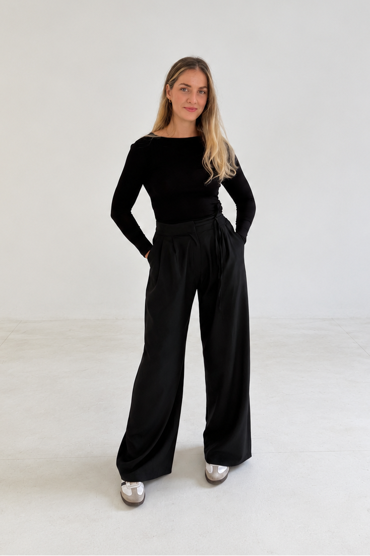 PANTALON A PLIS NOIR