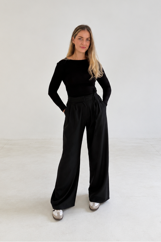 PANTALON A PLIS NOIR