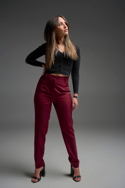 PANTALON A CHEVILLE BORDEAU