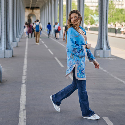KIMONO SATIN BLEU