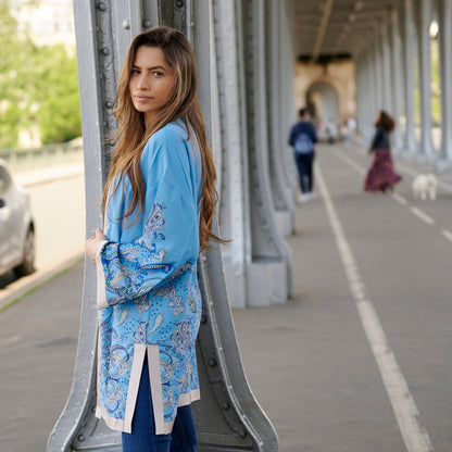 KIMONO SATIN BLEU