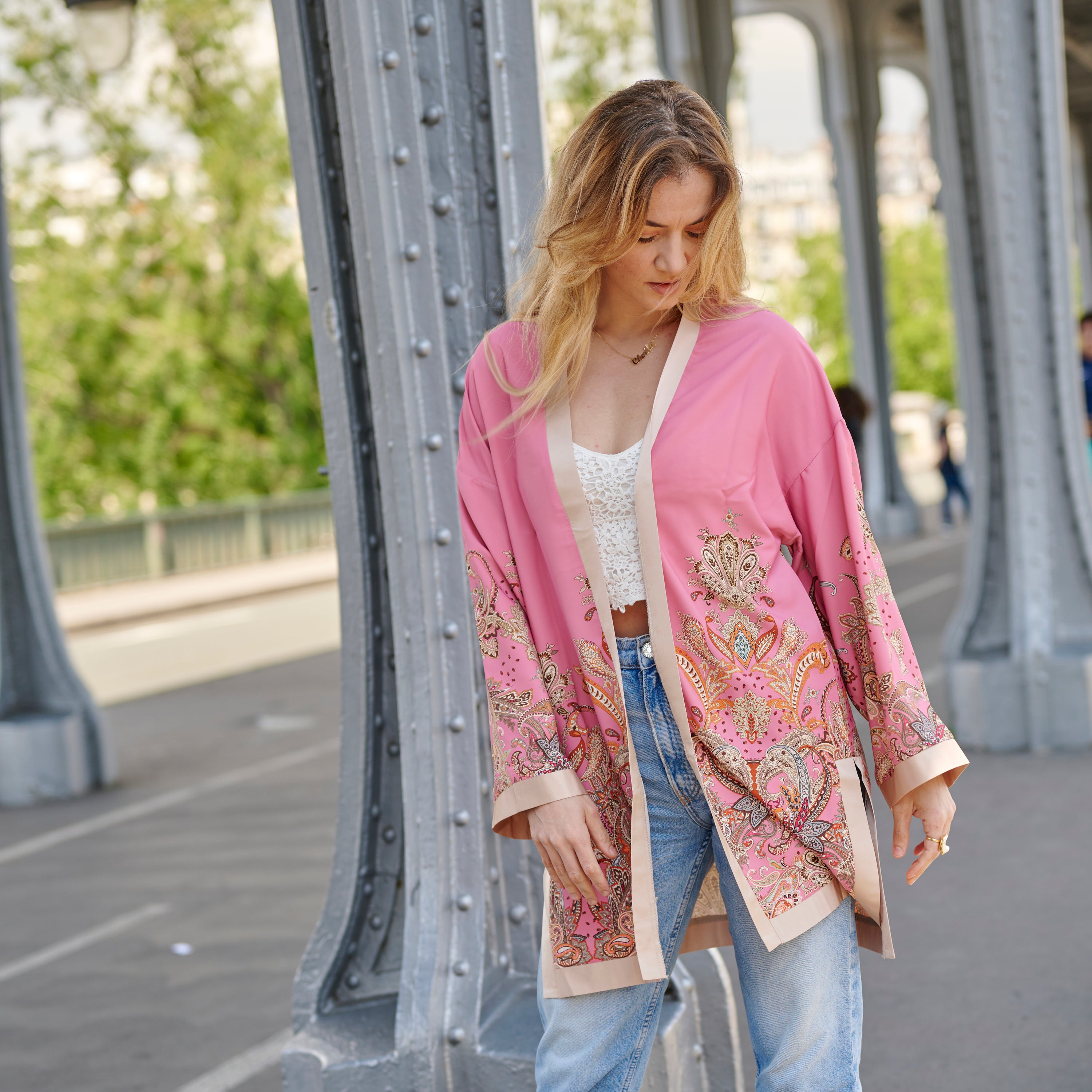 Kimono satin rose shop