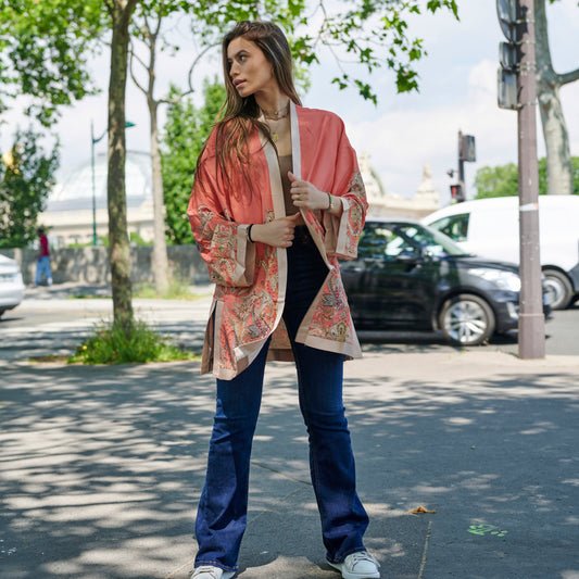KIMONO SATIN CREVETTE
