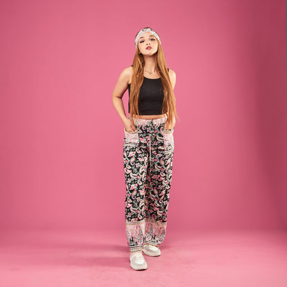 PANTALON FLUIDE A FLEURS