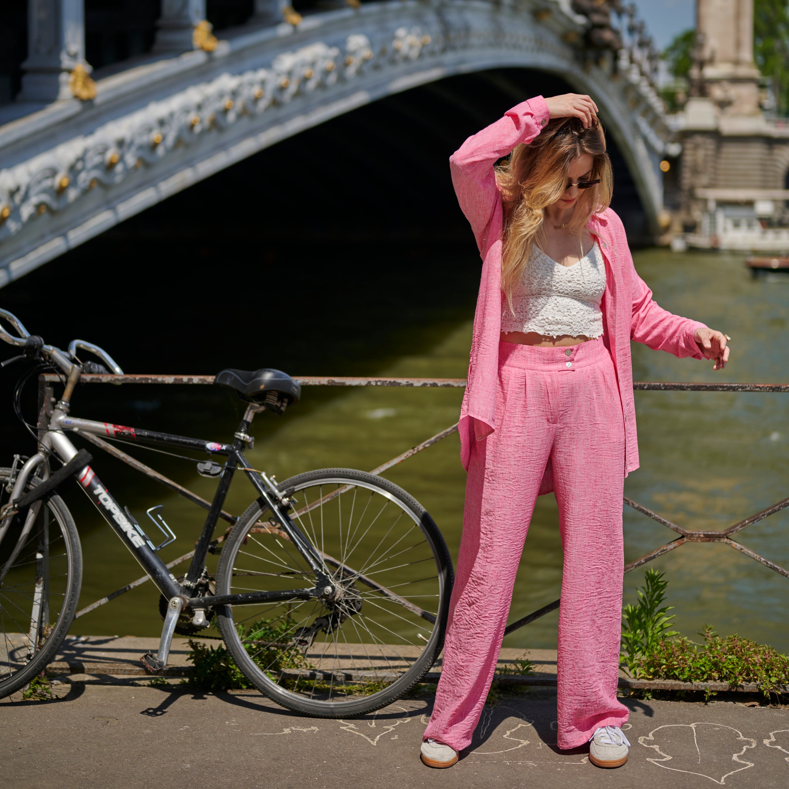 Pantalon lin rose online