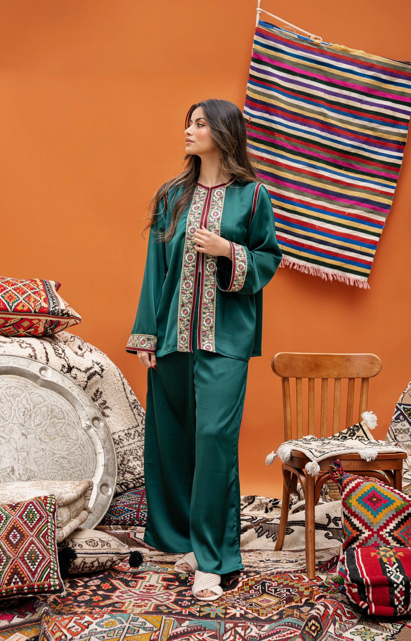 ENSEMBLE EN SATIN VERT