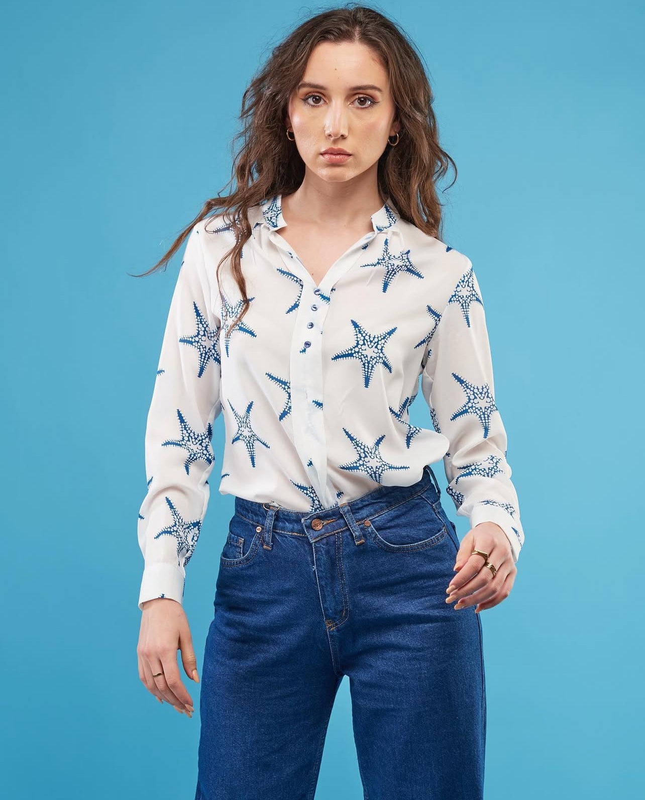 LIQUETTE BLANCHE MOTIFS BLEU