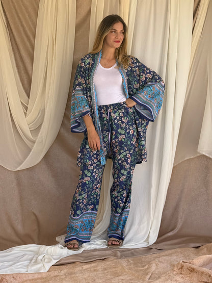 ENSEMBLE A FLEURS BLEU