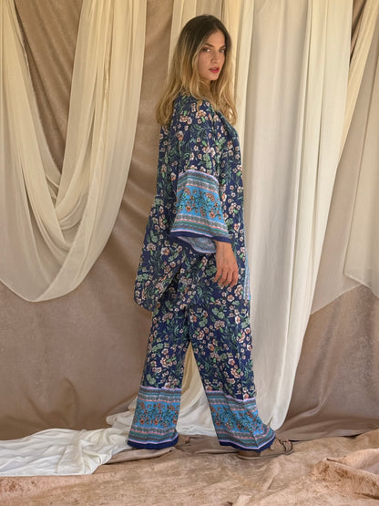 ENSEMBLE A FLEURS BLEU