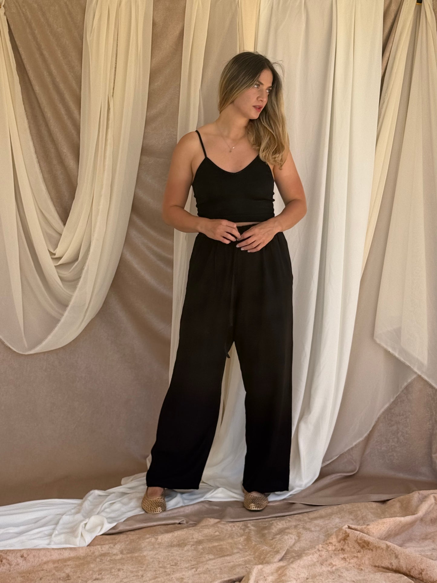 PANTALON EN LIN NOIR