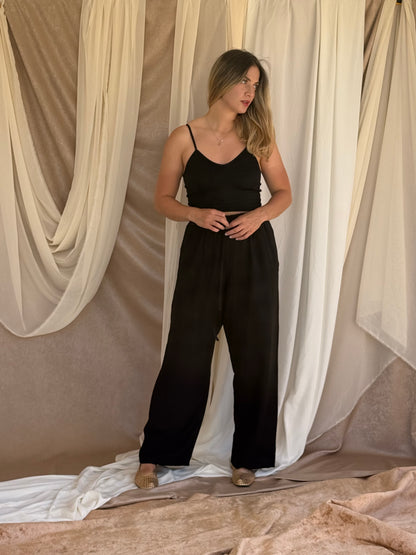 PANTALON EN LIN NOIR