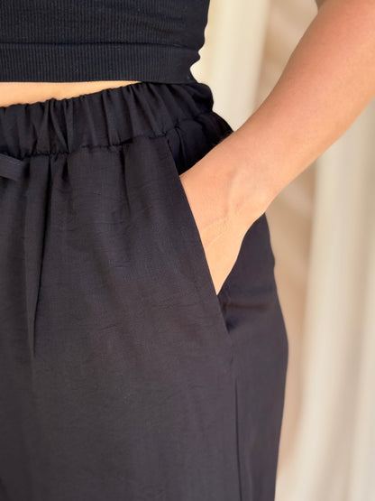 PANTALON EN LIN NOIR