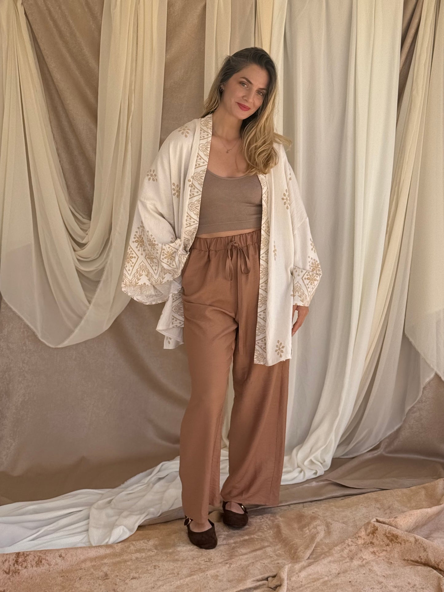 ENSEMBLE KIMONO BRODE BLANC