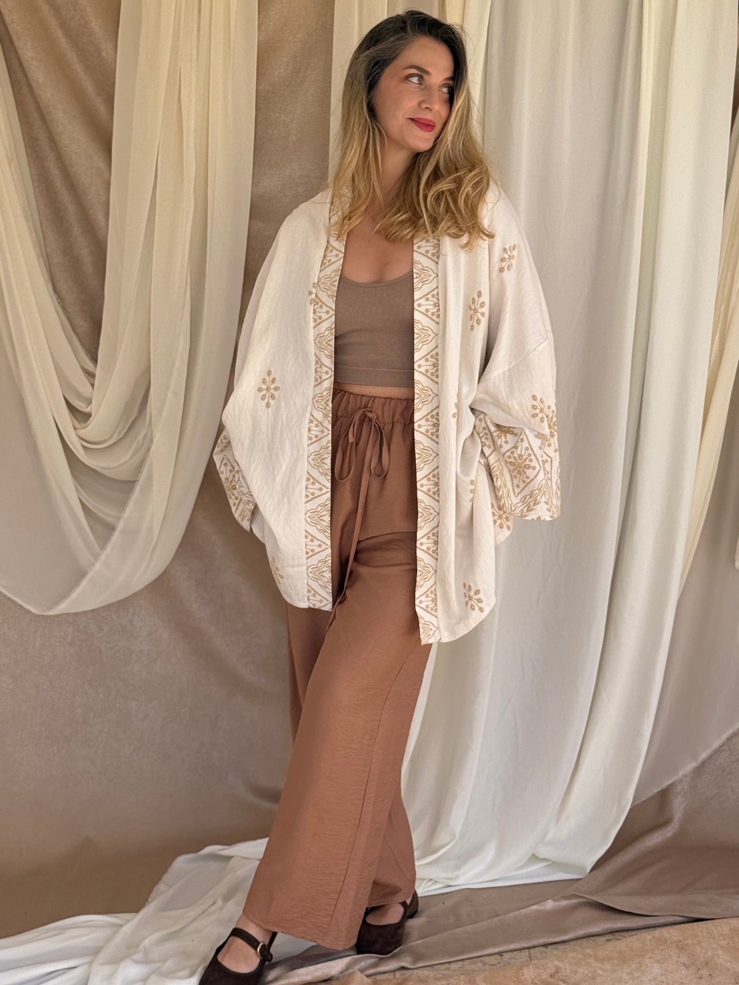 ENSEMBLE KIMONO BRODE BLANC