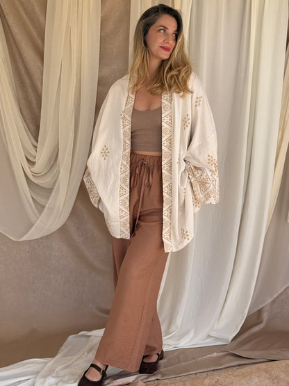 ENSEMBLE KIMONO BRODE BLANC