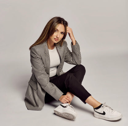 VESTE PIED DE POULE BLANCHE