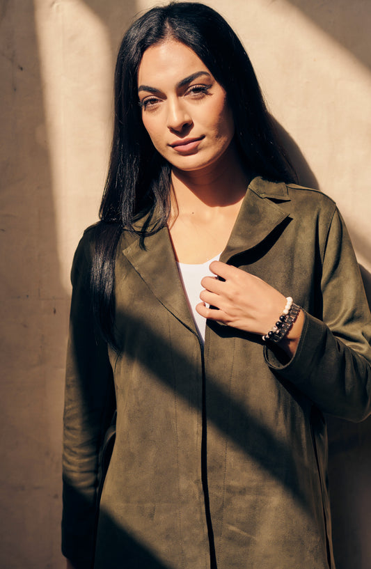 VESTE EN DAIN VERTE