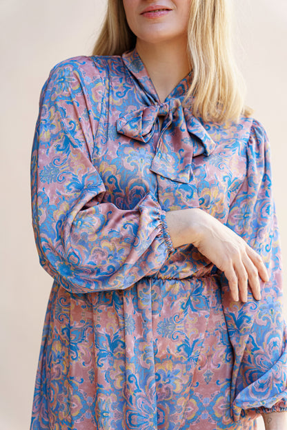 ROBE COL CRAVATE ORANGE