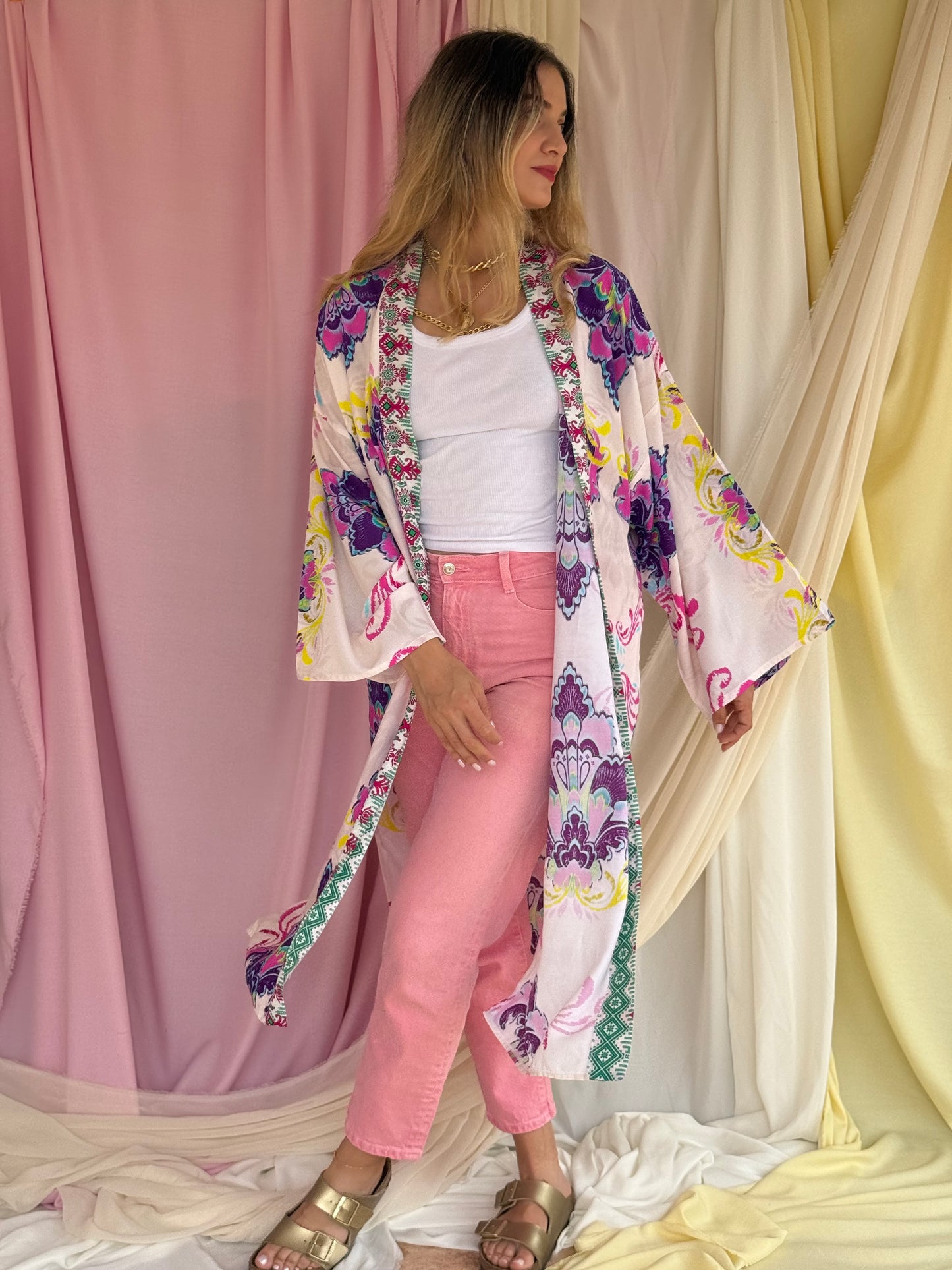 KIMONO FLORA LONG VIOLET