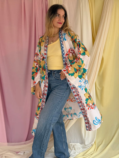 KIMONO FLORA LONG JAUNE
