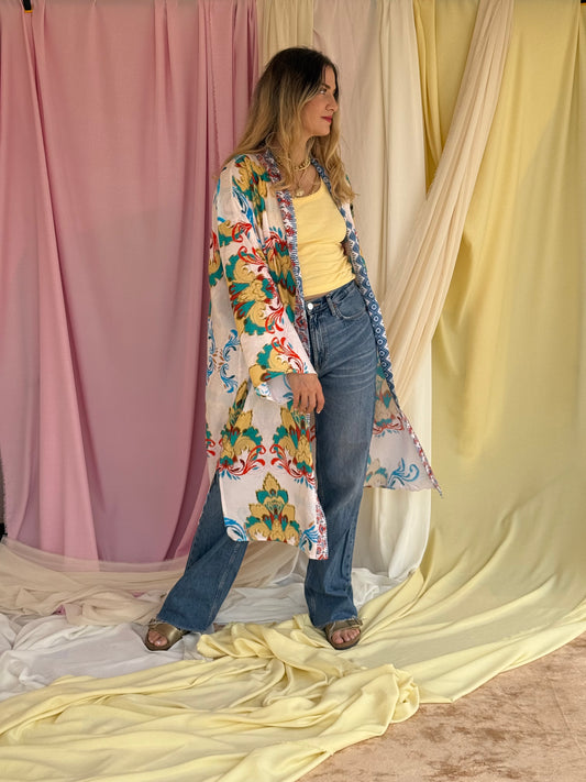KIMONO FLORA LONG JAUNE