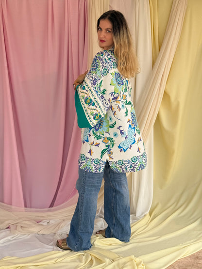 KIMONO A FLEURS VERT