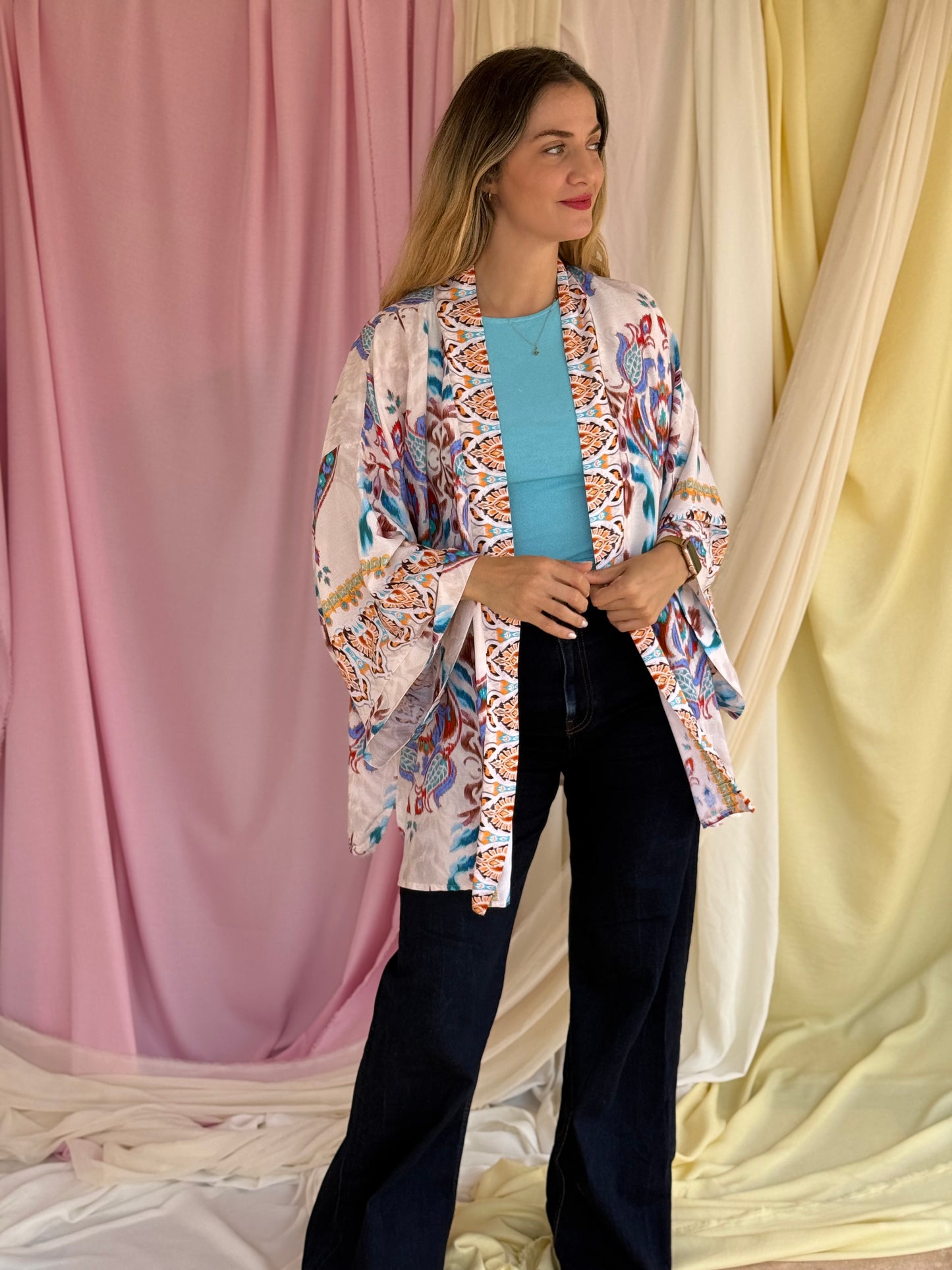 KIMONO FLORA BLEU
