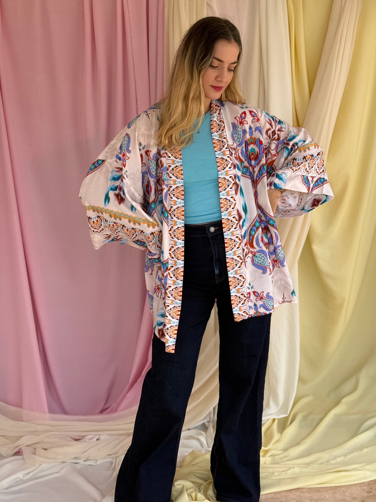 KIMONO FLORA BLEU