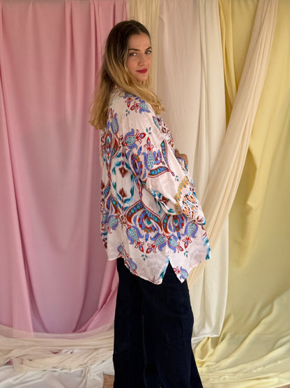 KIMONO FLORA BLEU